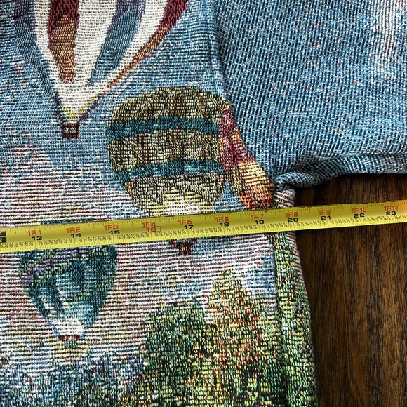 Sugar Street Weavers VTG 80 Cottagecore Boho Tapestry Hot Air Balloon Art Jacket - Picture 8 of 9